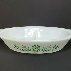 Glasbake Divided Baking Dish Serving Bowl J2352